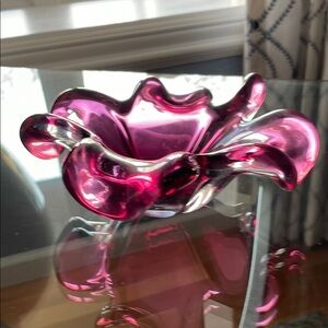 Murano Barbini Vintage Summerso Purple Blue Italian Art Glass four leaf clover